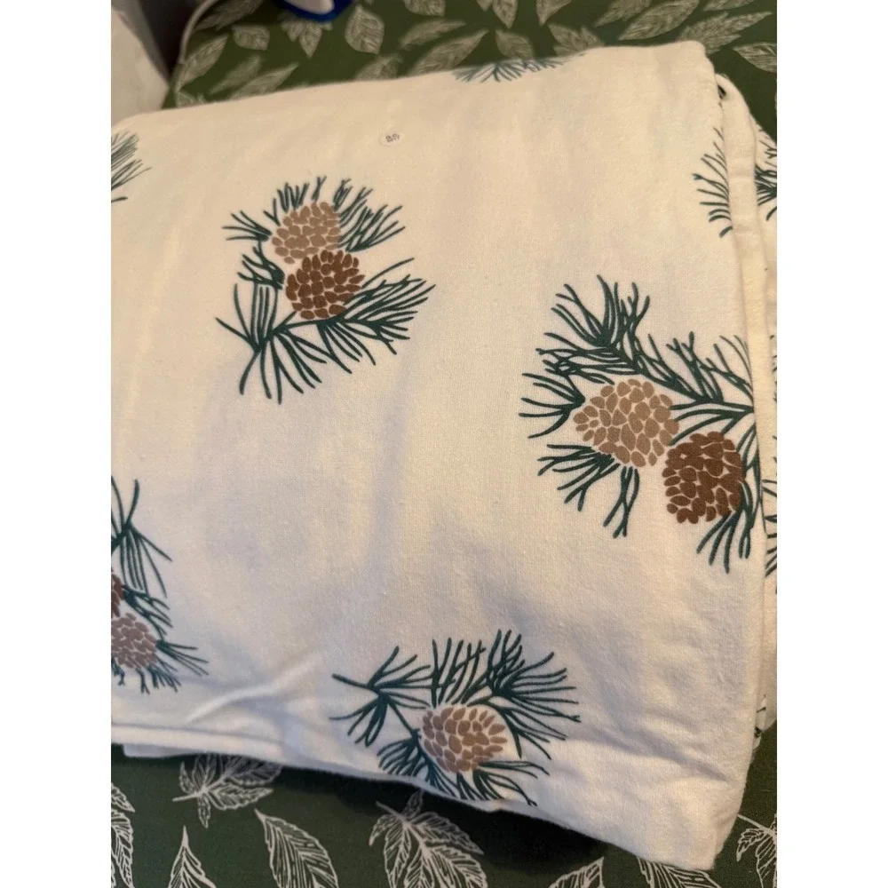Mainstays Twin 100% Cotton Sheet Set Pinecone Print Cream Green‎ 2 pc New